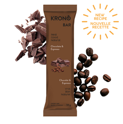 Barres énergétiques au chocolat et à l'espresso de Krono Nutrition