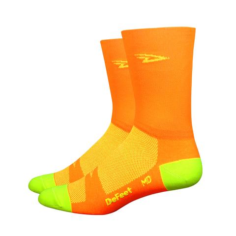 DeFeet Aireator 5" D-Logo Hi-Vis Orange w/Hi-Vis Yellow (Double Cuff)